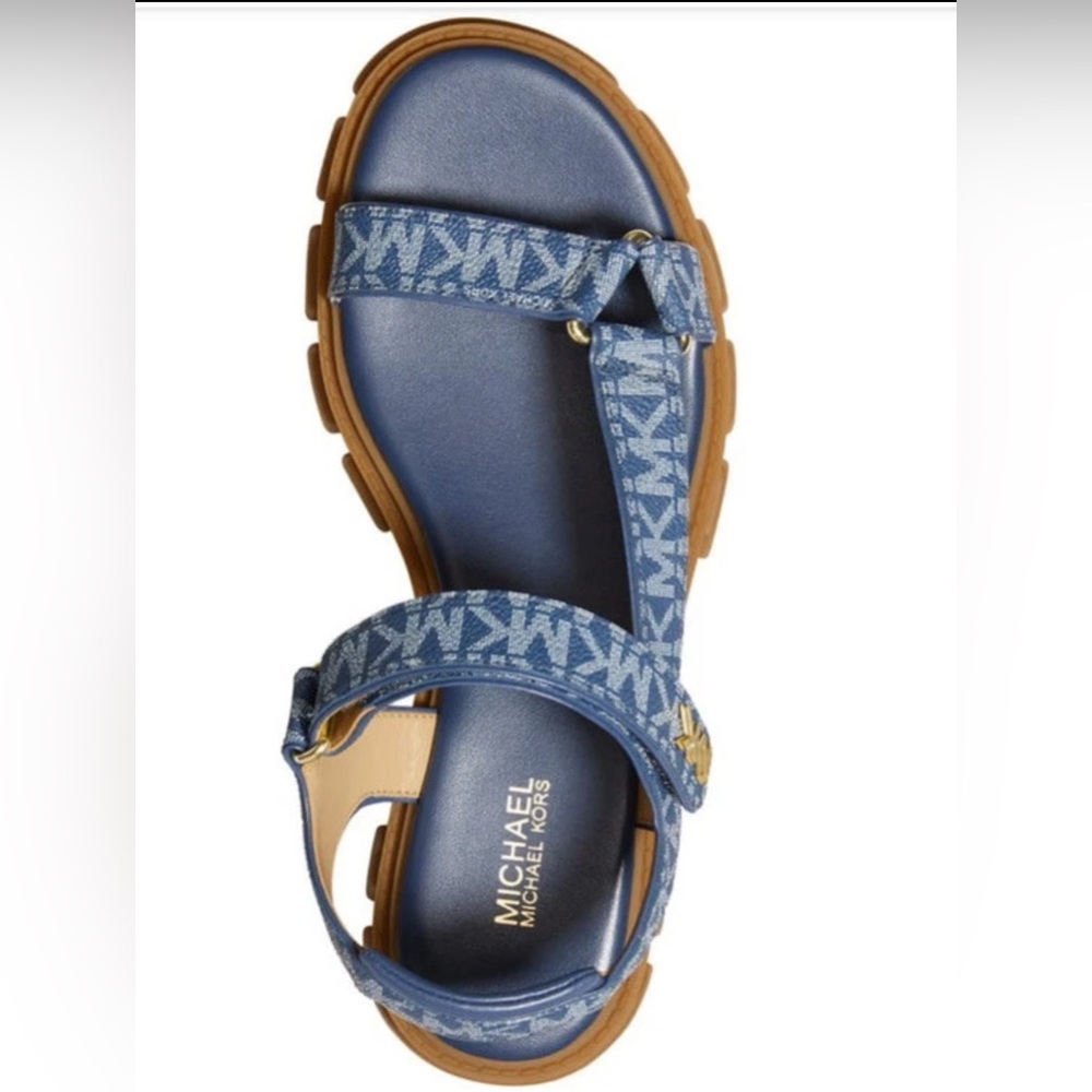 Michael Kors Navy Logo Strap Sandals for Women - Picture 3 of 9